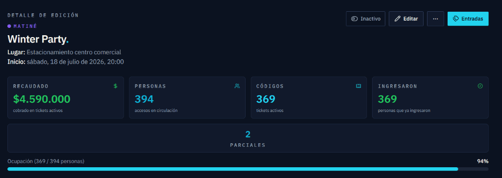 OttoENTRY Dashboard de Evento en Vivo