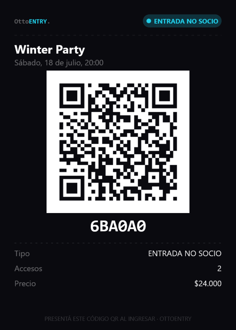 OttoENTRY Ticket QR Multi-Acceso Oficial